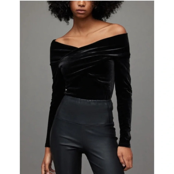 All Saints Delta Velvet Top - Picture 2 of 10